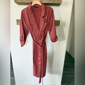 Very J|Burnt orange rust button down midi dress,collar blazer style•••LARGE,Fall